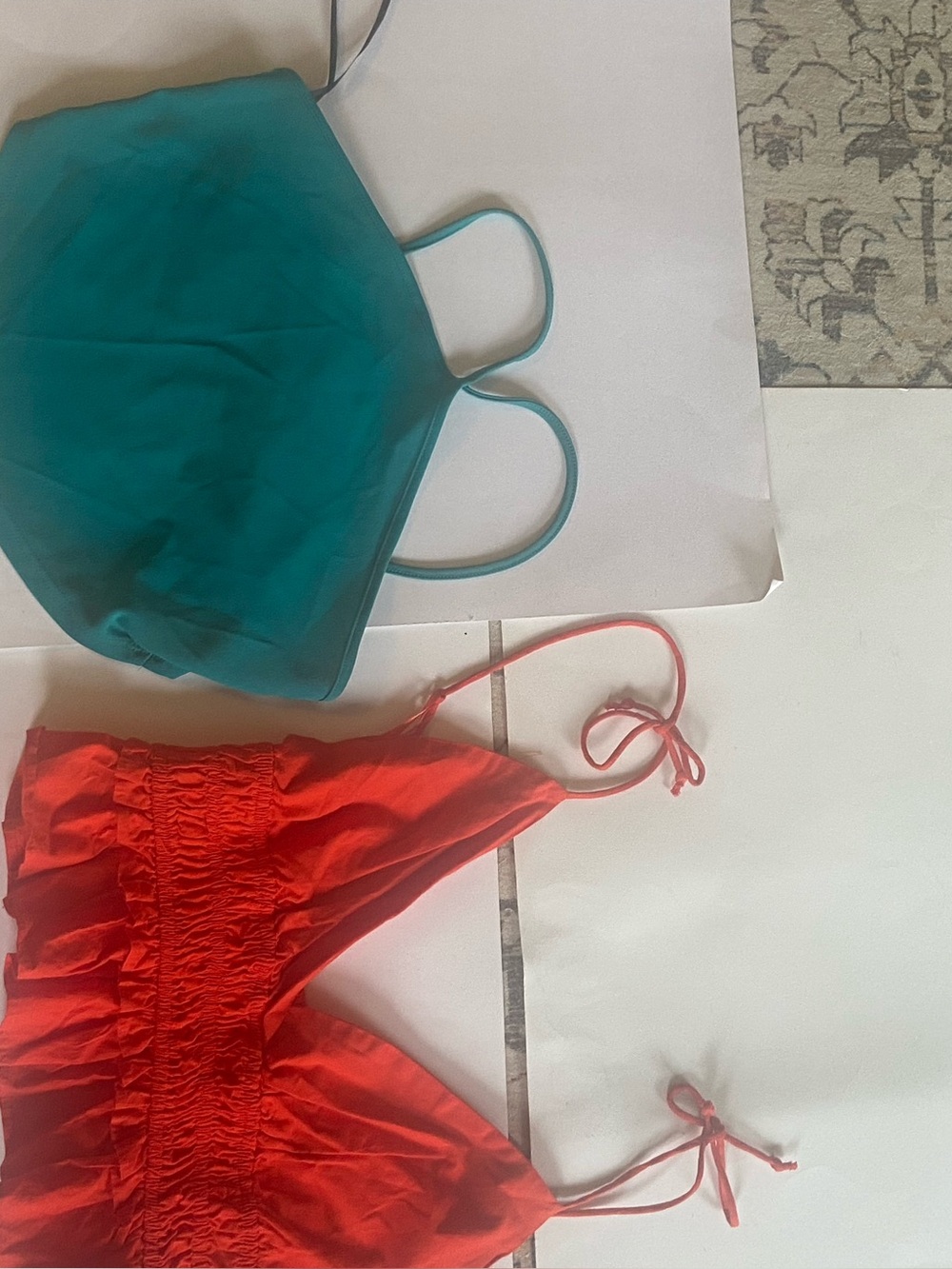 Women’s Size XL Set of 2 Crop Tops. The red one is Sim & Sam. The Green-Saints